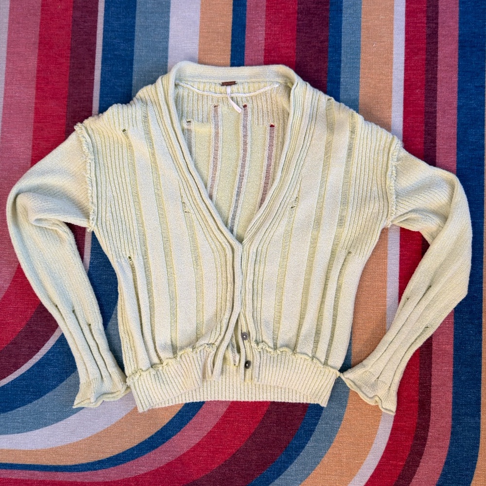 Free People Cream Cardigan Sweater